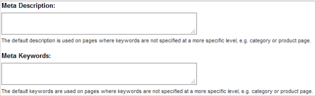 The Meta Description and Meta Keywords fields.