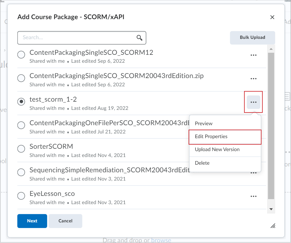 The Action Dropdown menu showing the Edit Properties option.