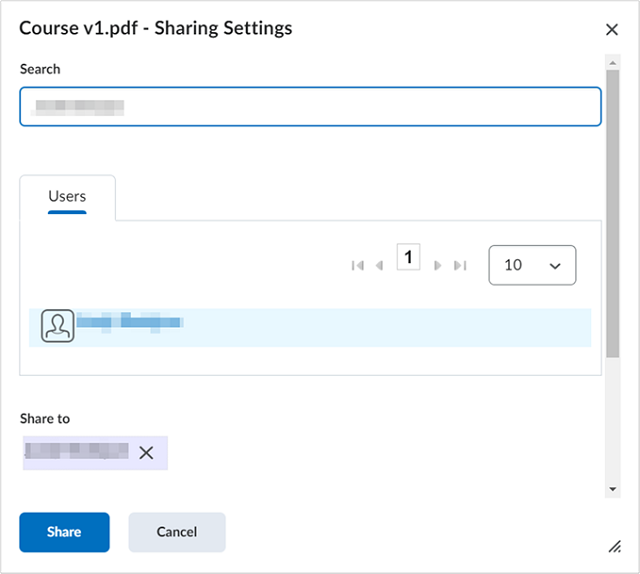 La barra de Búsqueda en el campo Configuración de uso compartido