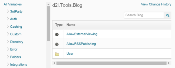 Figure: The Configuration Variable Browser interface