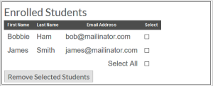 The Enrolled Students page showing learners as enrolled