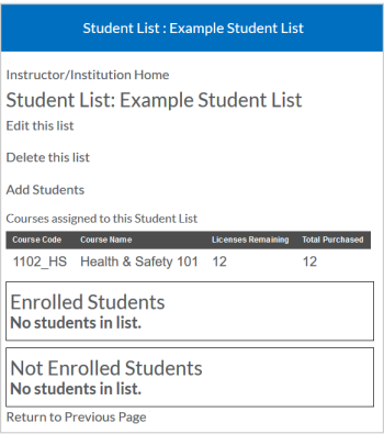 El editor de la lista de estudiantes