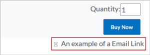 Texto de enlace de correo electrónico debajo del botón Comprar ahora en una tienda