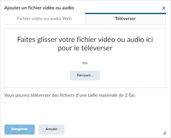 L’onglet Téléverser.