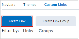 The Create Link button of the Custom Links tab.