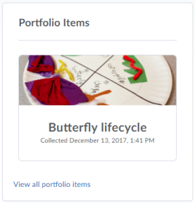 A Portfolio item in the Brightspace Parent & Guardian web application