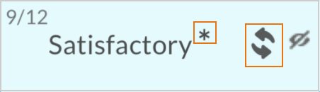 Detail view of a single cell of the Mastery View highlighting the override asterisk and Refresh icon.