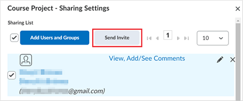 The Send Invite button