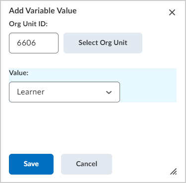 The Add Variable Value dialog.