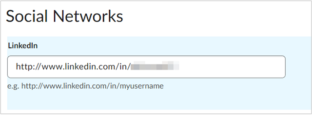 A opção para adicionar sua conta de rede social