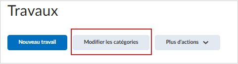 L’option Modifier les catégories de la page Travaux