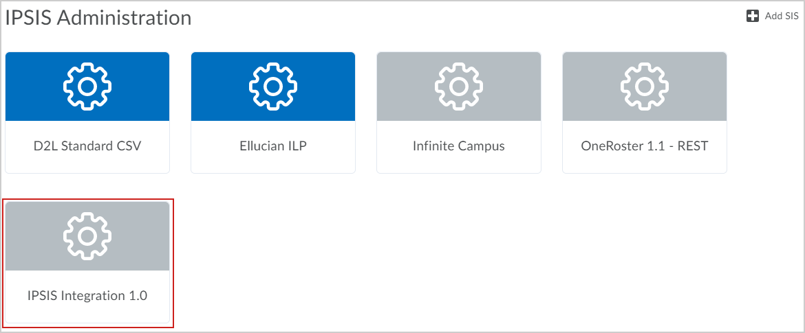 The IPSIS Integration 1.0 tile of the IPSIS Administration page.