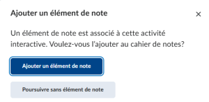 Boîte de dialogue permettant d'associer un élément interactif H5P intégré à un élément de note