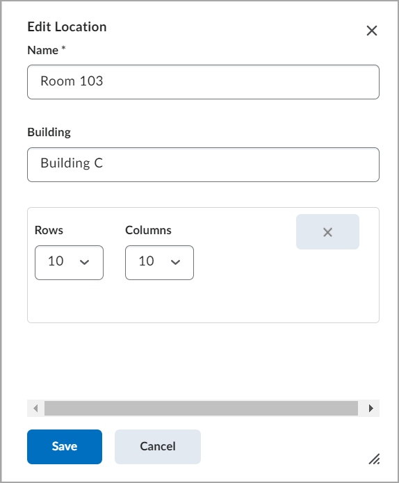 Edit Location window