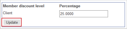 Le bouton Mettre à jour pour un niveau de rabais pour les membres