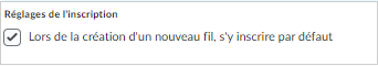 L'option permettant de modifier les paramètres d'inscription.