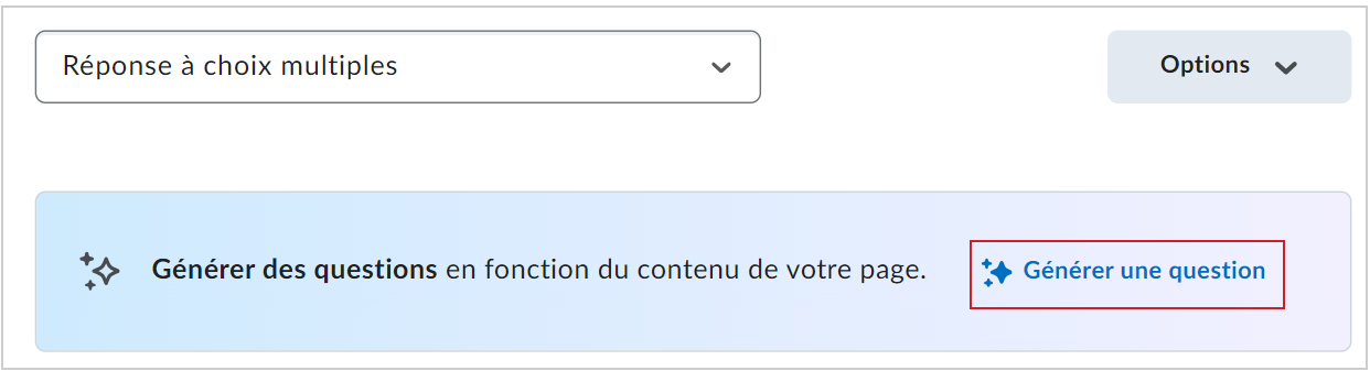 Le bouton Générer une question de la page de création de questions.