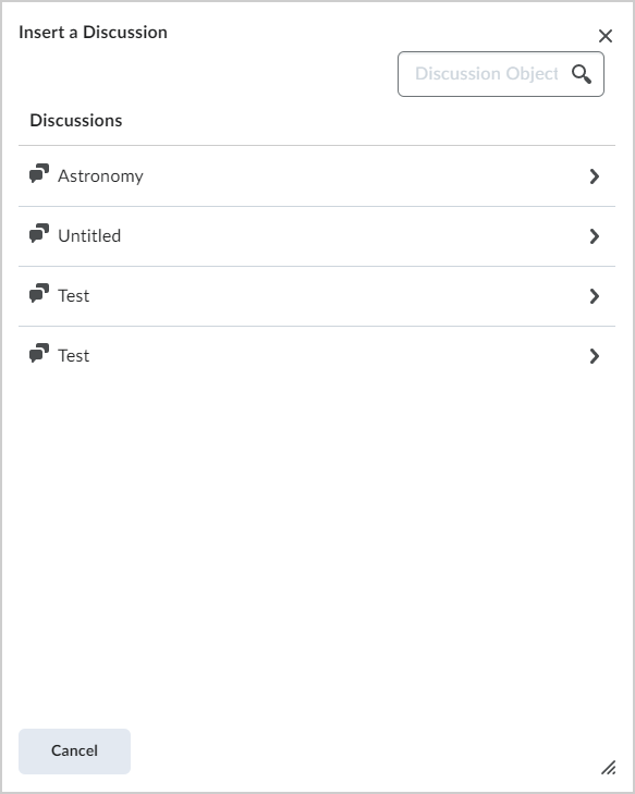 The Insert a Discussion dialog.