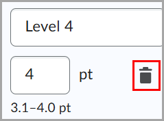 The trash bin icon removes the level.