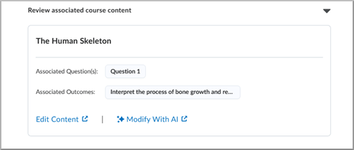Intervenção de conteúdo recomendando uma revisão de uma atividade de curso associada.