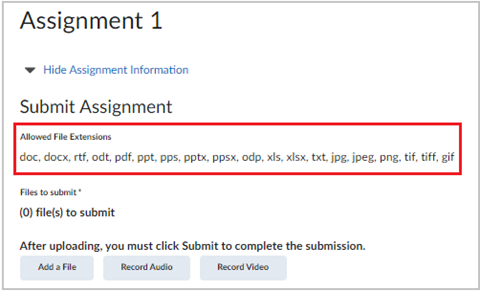 uploading assignments to brightspace