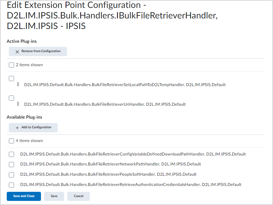 La page de modification d'un point d'extension.