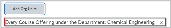 The Add Org Units button with an example of a sharing property highlighted.