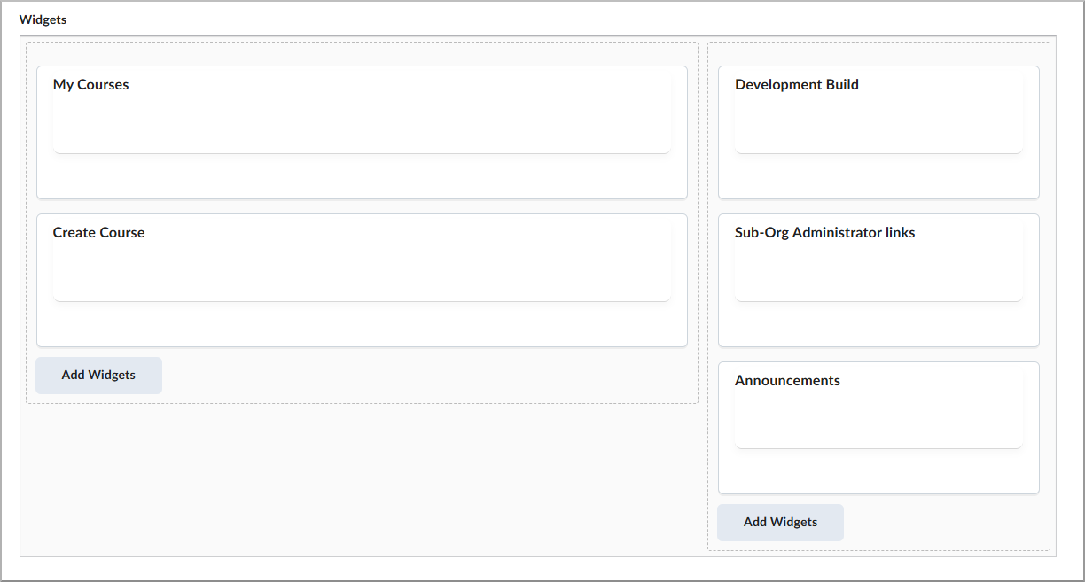 Widgets area on the Edit Homepage page showing widget options.