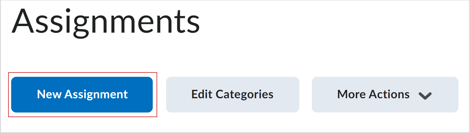 The New Assignment option on the Assignments page.