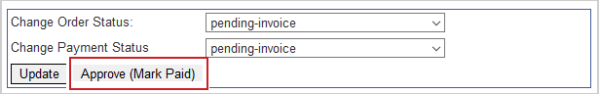 The Approve (Mark Paid) button for an invoice order