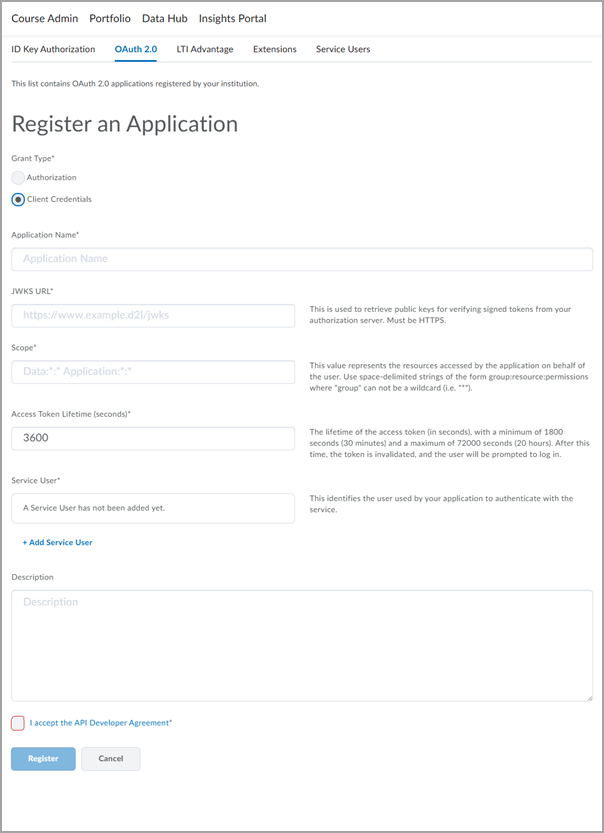 Nieuwe opties voor het instellen van server-naar-server-verificatie bij het registreren van een OAuth 2.0-toepassing.