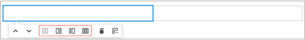 The context menu for layouts showing the up or down arrows for changing positions, the four different panel types, the delete button, and the reorganization button.