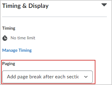 Paging set to Add page break after each section.