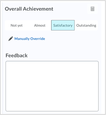 The Overall Achievement panel in Grade book Mastery View