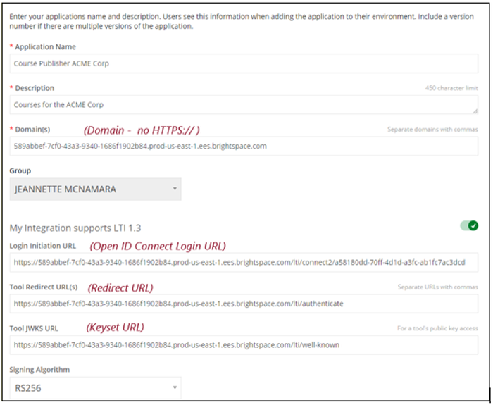 LTI tool provider information in Blackboard