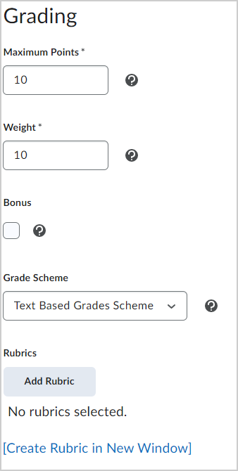 The Grading area of a selectbox grade item.