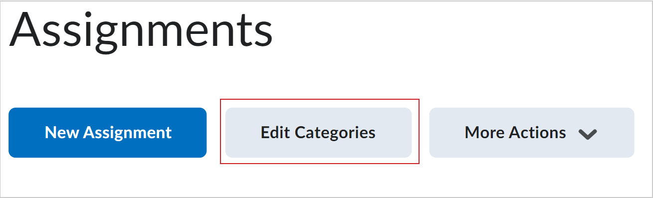 The Edit Categories option on the Assignments page.