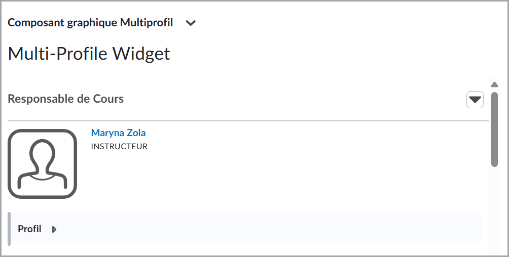 Interface du nouveau composant graphique Multiprofil montrant des profils qui peuvent être développés et réduits.