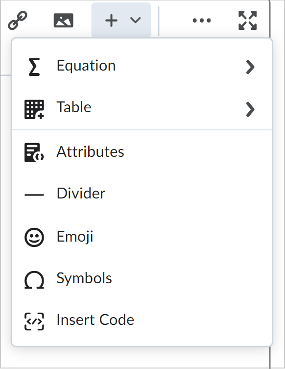 The Other Insert Options elements.