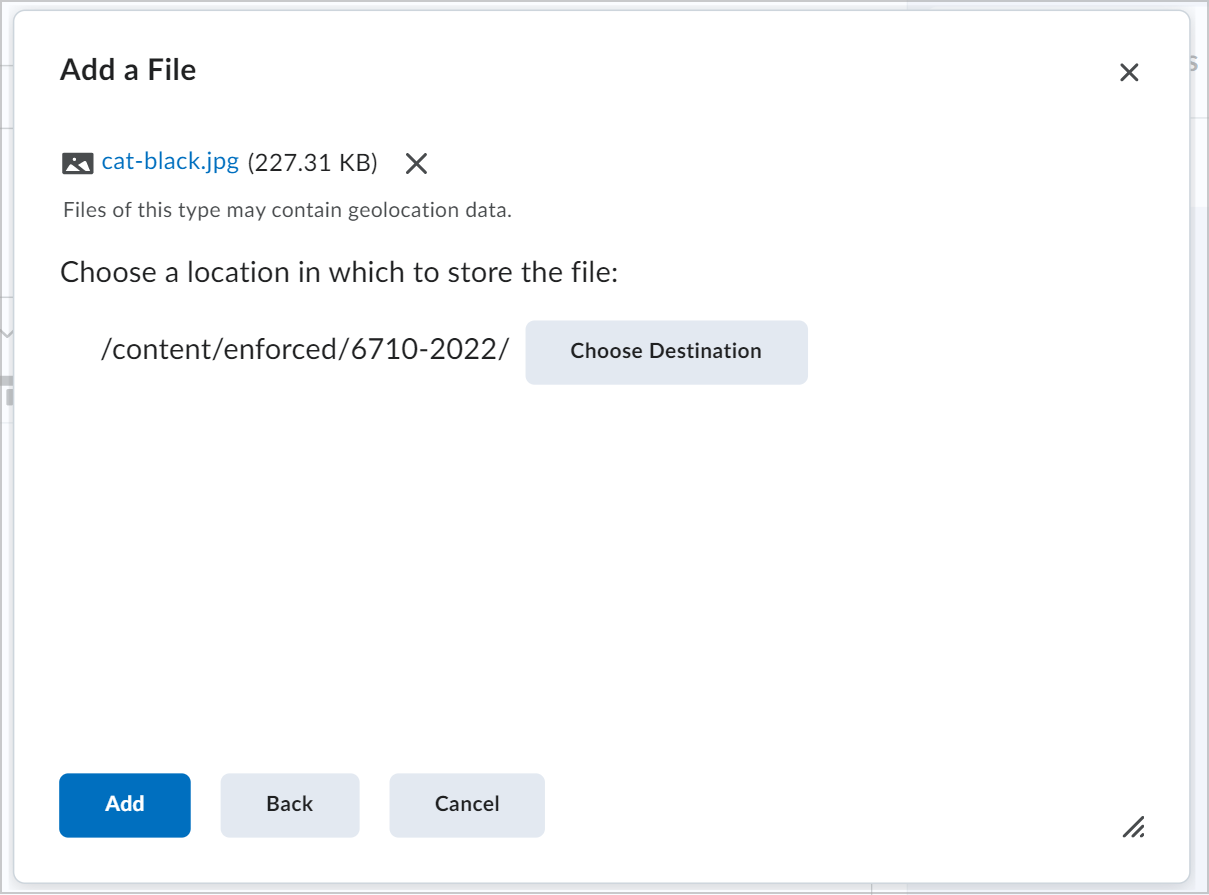 The Add option in the Add a File dialog.