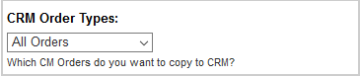 Het vervolgkeuzemenu CRM-ordertypen