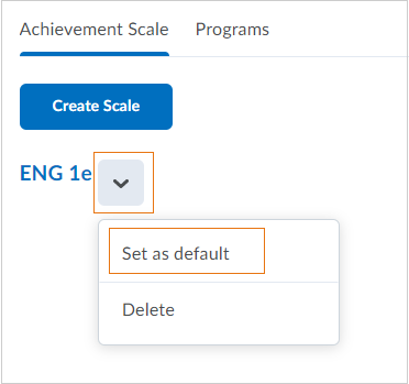 The Set as Default option on the Standards page