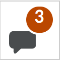 A speech bubble with a circle at the top right showing the number of unread discussions