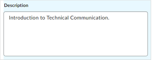 The Description field