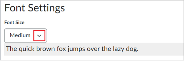The option to change the font size display