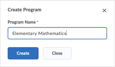 Shows a text box for entering the name of your new Program