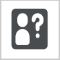 A person beside a question mark inside a square