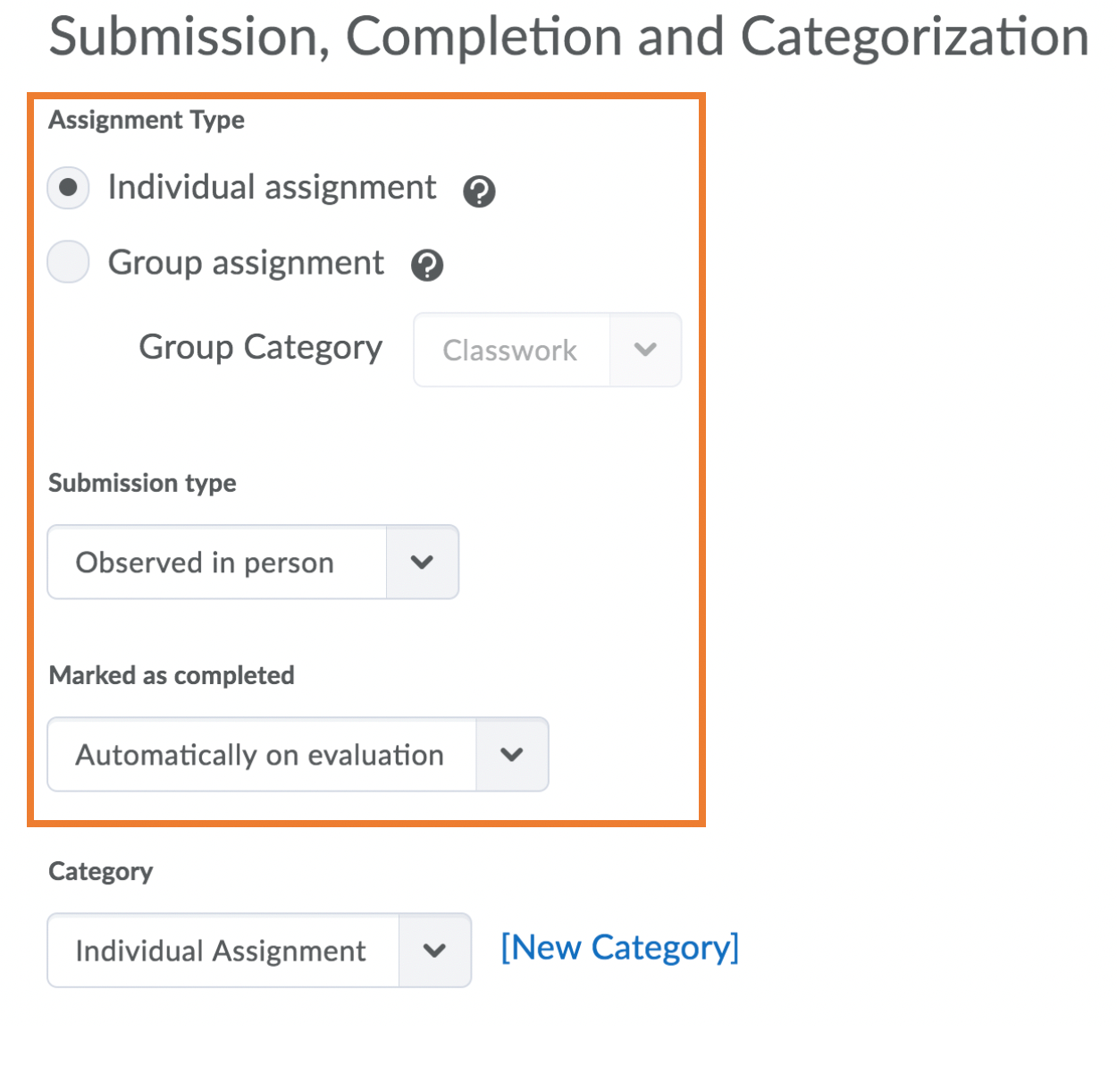 Submission, Completion, categorization