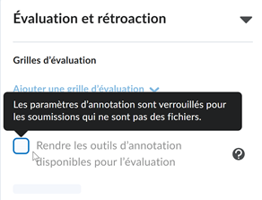 Les nouveaux conseils qui s'affichent à l'écran indiquent que les paramètres de l'outil Annotations sont verrouillés, car le type de travail n'est pas Fichier ou Fichier ou texte. Les nouveaux conseils qui s'affichent à l'écran indiquent que les paramètres de l'outil Annotations sont verrouillés, car le type de travail n'est pas Fichier ou Fichier ou texte.