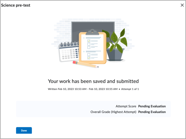 The Quiz Results page